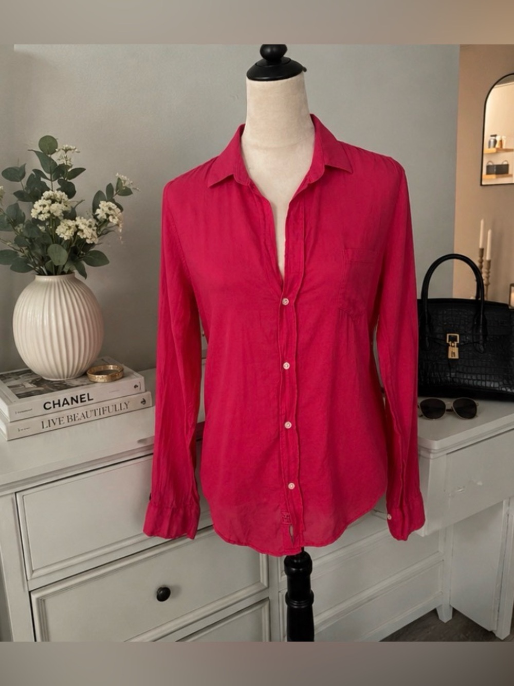 Frank & Eileen Barry Pink Button Front Shirt Size S | Signature Relaxed Fit